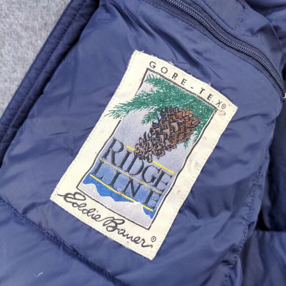 Eddie Bauer Men's Gore-Tex Goose Down Hooded Jacket Green Medium Ridge Line VTG - Picture 13 of 16